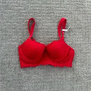 Aerie Vibrant Red Lace Bra